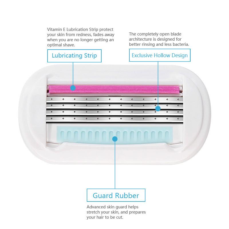 Razor Blade For Women 4pcs/lot 4 Layer Stainless Steel Shaving Blades Safety Beauty Shaver Female