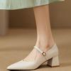 French Soft Leather Mary Jane Women's Shoes 2025 Autumn New Square Heel Single Shoes with Skirt Medium Heel High Heels Thick Heel Trendy