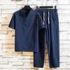 T-shirt Trousers Suit Trendy Pockets Buttons Men Summer Tracksuit Pure Color Shirt Pants Set Men Shirt Pants Set Men Clothes