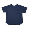 Phiten Recovery Wear Pocket T-Shirt, Navy, Size M, Relaxation Wear, Sportswear, Men's, Women's, Unisex, Made with Pique Mesh Material