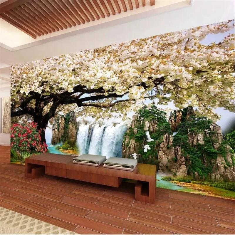 3d Photo Mural Waterfall Water Wallpaper Living Room Bedroom Hand-Painted Wall Mural