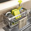 Kitchen Sponge Holder Stainless Steel Sink Drain Rack Soap Drainer Towel Rack Shelf Organizer Bathroom Storage Accessories
