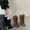 Autumn/Winter 2025 Vintage Lace-Trimmed Pointed Toe Ruched Cowboy Boots