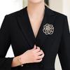Korean Style Suit Collar Pin Full Rhinestone Rhinestone Brooch Hollow Camellia Brooch  Decoration