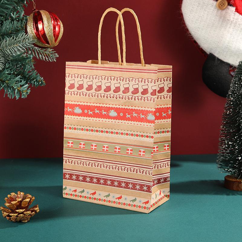 5pcs Kraft Paper Gift Bags Merry Christmas Candy Cookie Packaging Bag Boxes Natal Kids Favors 2026 New Year Party Decoration