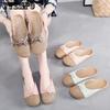 Linen Slides Women's Outer Wear Shoes Summer Thick Bottom Sandals Indoor Home Soft Bottom Non-slip Grass Rattan Slipper Outdoor Beach Flip-flops
