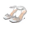 Fashion Summer Fashion Crystal Women Sandals Luxury Rhinestones Bowknot Wedding Shoes High Heels Sandals Party Prom Shoes 34-40