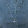 (92.5 Silver) Claire Cross Pendant Long Necklace Nz2487