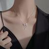 Bow Necklace Female S999 Pure Silver Light Luxury Minority Design Clavicle Chain Fashionable Temperamental All-Match