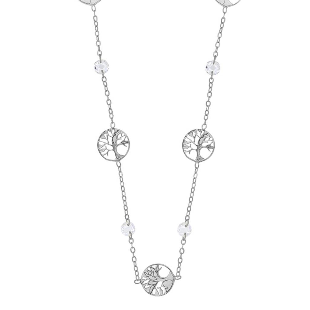Les Trésors De Lily [R4953] - Handcrafted Silver Necklace 'Tree of Life' Silver White (rhodium) - 9 Mm