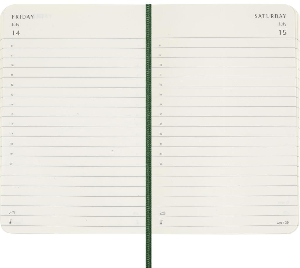 Moleskine Planner Starting In 1 Page Per 12 Daily Pocket Size Wide X 14cm Soft Myrtle DSK1512DC2Y25 2025, January, Day, Months, Diary, (9cm Long),