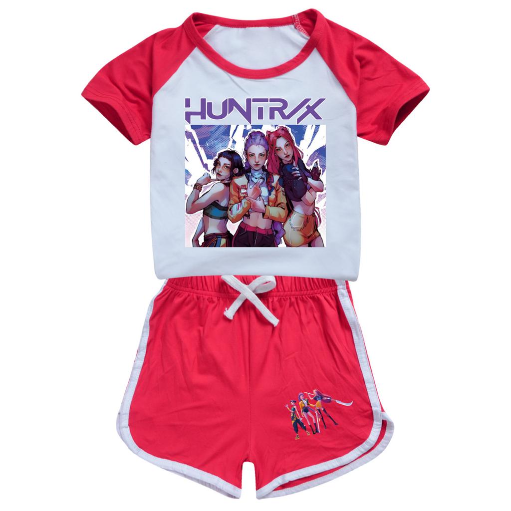 Kids Summer Sport T-Shirt And Shorts 2 Piece Outfit Tracksuit Set Short Sleeve Print Crop Tops With Clothing Set