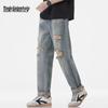 Mark Fairwhale Men's Distressed Loose Straight-Leg Cropped Jeans