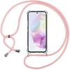 Case - BOOLING - for Samsung Galaxy A35 5G - Transparent - Shockproof Protection - Pink Lanyard