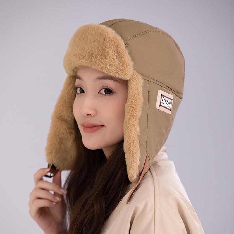 Winter New Thick Plush Hat, Warm and Windproof Hat, Outdoor Cold Resistant Cotton Lei Feng Hat