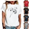 Women's Fashionable Round Neck Casual Retro Print Short Sleeved T-shirt Top