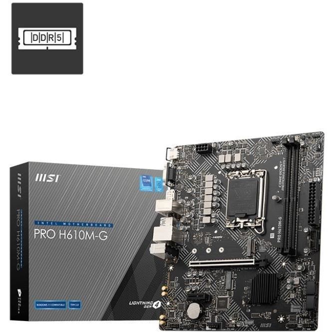 Carte mère - MSI - PRO H610M-G Intel H610 LGA 1700 micro ATX