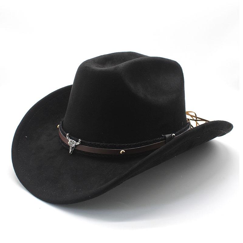 Horn Men'S And Women'S Knight Hat Felt One-Word Hat Top Hump Adjustable Western Cowboy Hat