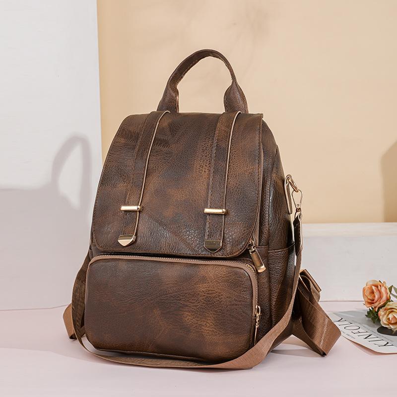 Backpack Women's Bag Fashion Large Capacity Retro Soft Leather Women's Backpack