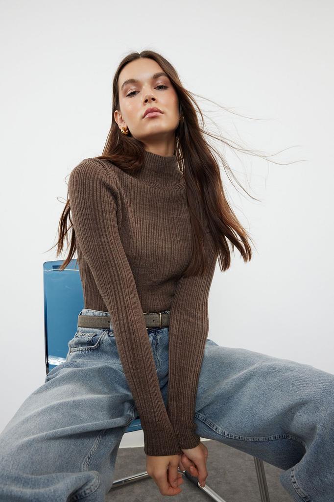 Women's Elegance Style Sweater Mink High Collar Knitwear Sweater