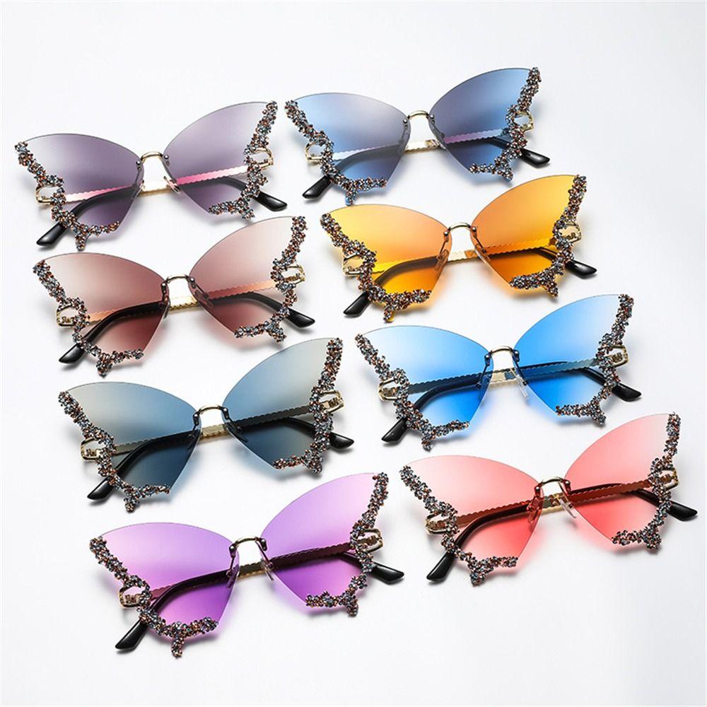 Eyewear Diamond Ladies Shades Bling Sun Glasses Butterfly Sunglasses Purple Sunglasses for Women