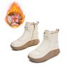 Leather Rabbit Fur Snow Boots 2025 Winter New Thick-soled Heightening Women's Boots Fashion Versatile Short Boots Warm Martin Boots