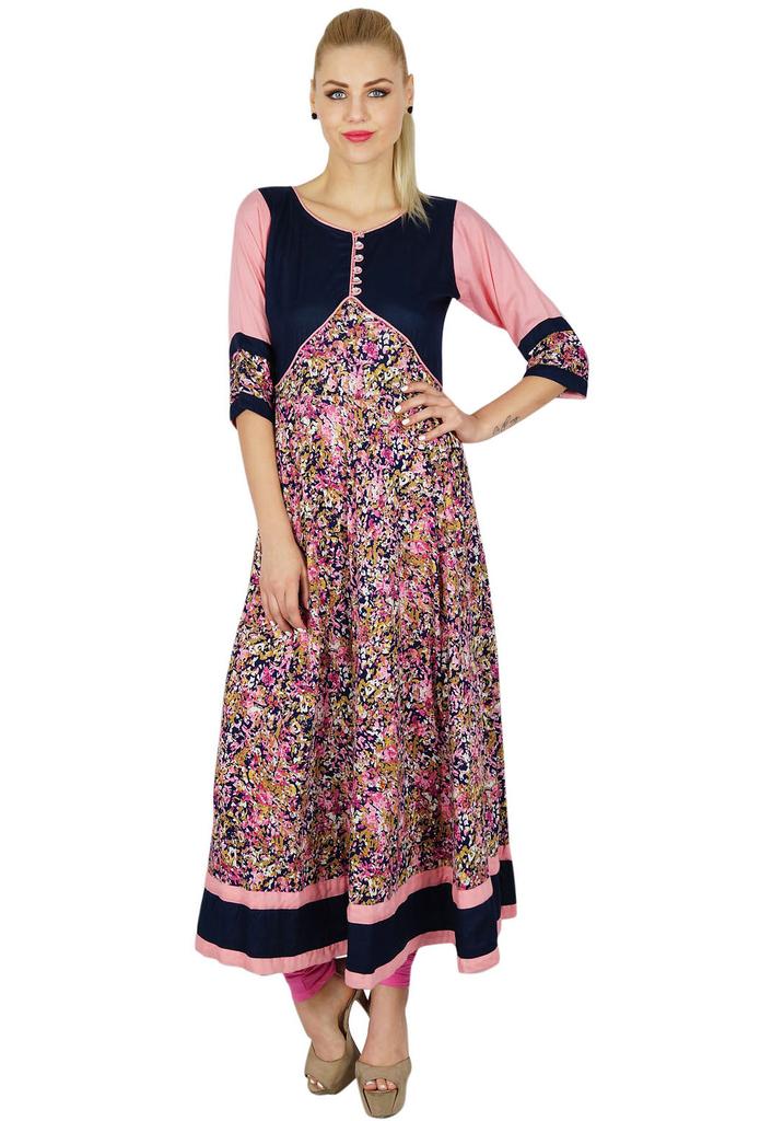 Bimba Women Formal Ethnic Anarkali Kurta Kurti Indian Flaired Top Blouse