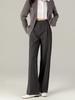 Xin Ge Women's Gray Tencel Wool Wide-Leg Slim-Fit Suit Pants - Autumn/Winter 2025 Collection