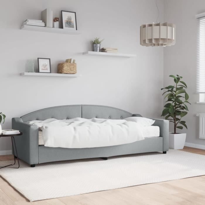 VidaXL Daybed with Mattress Light Grey 80x200 Cm Fabric 3197507