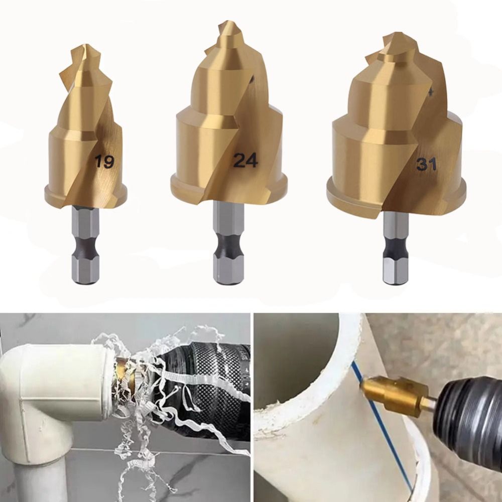 Hex Shank Water Pipe Repair Reamer Set Titanium Plated Stepped Drill Bit PPR Lifting Drill