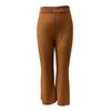 Women Corduroy Pants Elastic High Waist Flared Leg Long Trousers Solid Color Autumn Winter Casual Pants Daily Wear