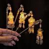 Vintage Lotus Emit Light Hairpin Chinese Style Tassel Hair Stick For Woman Girl Hair Accessories