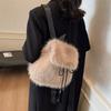 Новый плюшевый рюкзак из искусственного кроличьего меха, рюкзак для студентки, большой вместимости, на шнурке, повседневная однотонная сумка