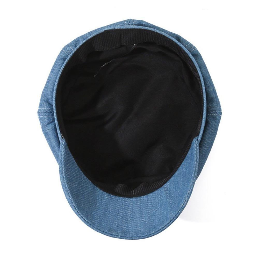 Vintage Octagonal Caps Back Closed Newsboy Cap Fashion Women Denim Beret  Unisex