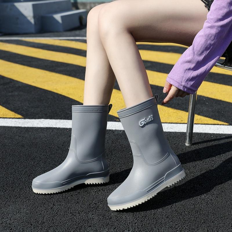 Women's Medium Tube Adult Fashion Non-slip Rain Boots