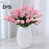 5Pcs/Set Fake Flower Decor Simulated Easy To Care Faux Leather Long Stem Soft Artificial Tulip Wedding Supplies