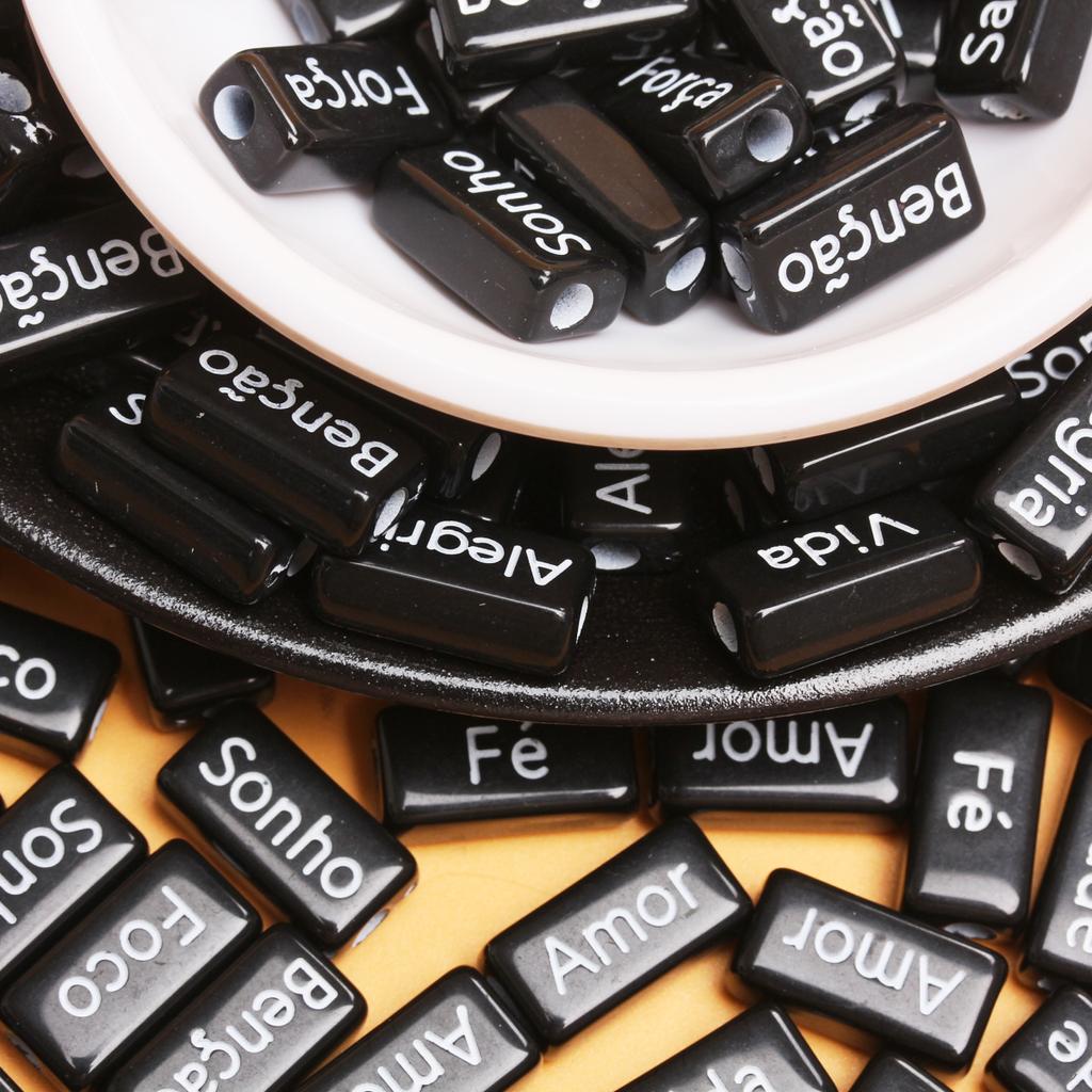 Bracelets French Words Rectangle 10PCS 14.5*7.5mm Acrylic Jewelry Making Accessories DIY Handmade Crafted Material Loose Spacer Beads Necklace