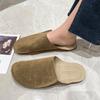 Grinding Yarn Bag Head Half Slippers Women's Early Spring New Soft Leather Lazy Shoes Retro Flat Soft Bottom Cool Slippers Women