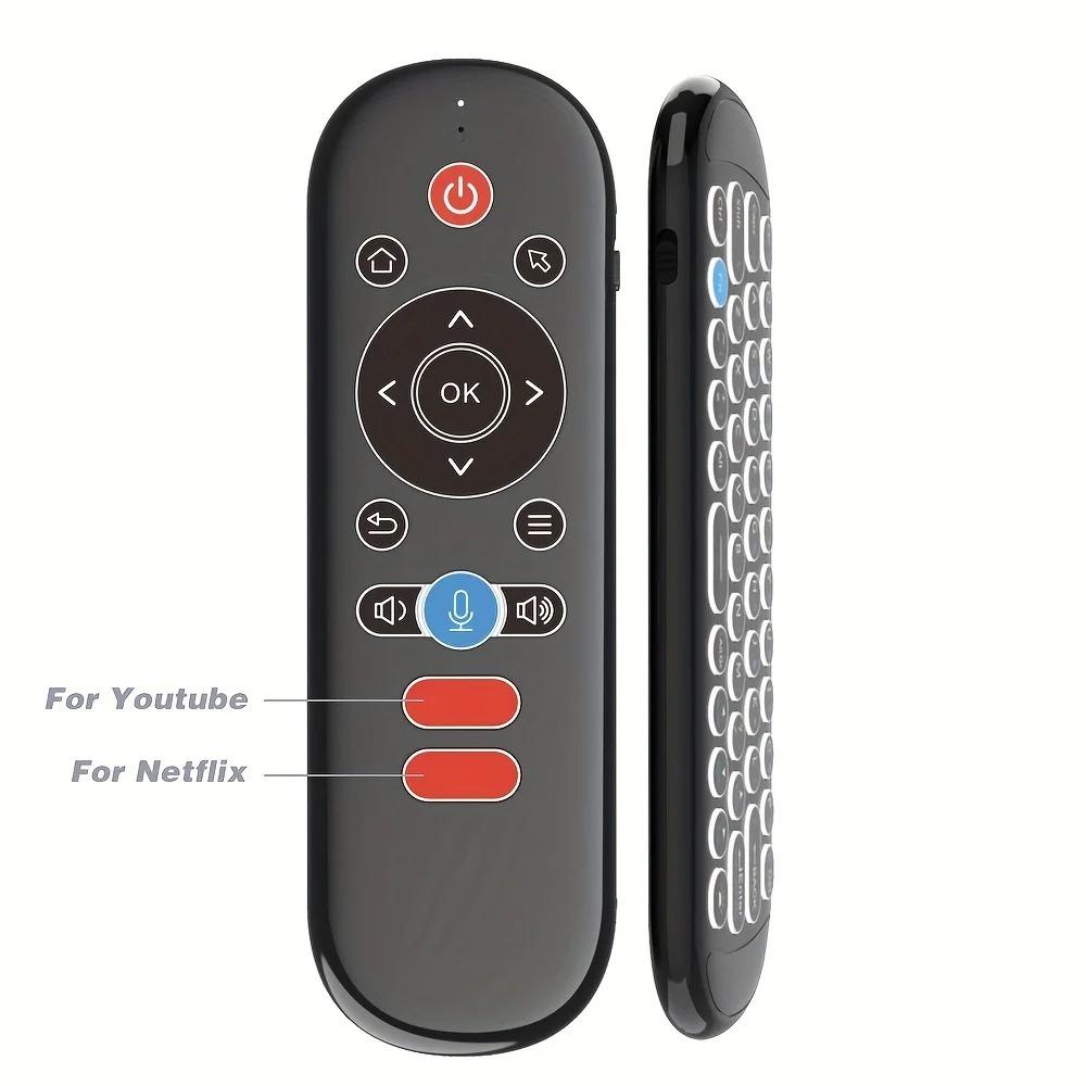 NEW W1 PLUS Air Mouse Remote Control 2.4G RF Wireless Mini Voice Control Keyboard Smart Gyroscope Keyboard Sense Anti-loss IR for Android TV Box