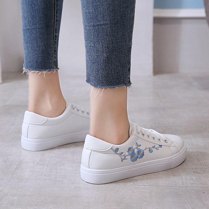 Spring Fashion Breathble Vulcanized Shoes Women Sneakers Pu Leather Platform Shoes Women Lace Up Casual Shoes White