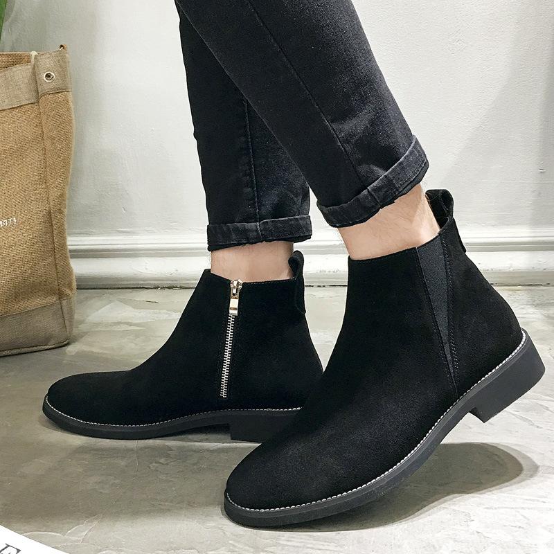 Men's Classic Retro Chelsea Boots Cow Suede Genuine Leather Men Trendy Ankle Boot Mens Casual Short Boots High-Top Shoes