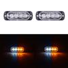 2PCS 12-24V Amber Strobe Side Warning 4 Led Grill Flashing Lightbar Breakdown Emergency For Truck Trailer LED Light