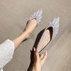 2025 Summer Korean Version Soft-soled Pointed Flat-soled Single Shoes, Pearl Rhinestone Shallow Mouth Laden Shoes, One Pedal Doudou Shoes Women