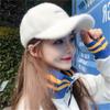 Korean Version Thickened Warm Rabbit Fur Blended Baseball Hat for Women Autumn and Winter Embroidered Letters Fashion Trend Warm Peaked Cap