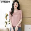Summer Solid Color Hollow Out Casual T-shirt T-shirt Women's Clothing All-match Female Half Sleeve Pullovers Tops