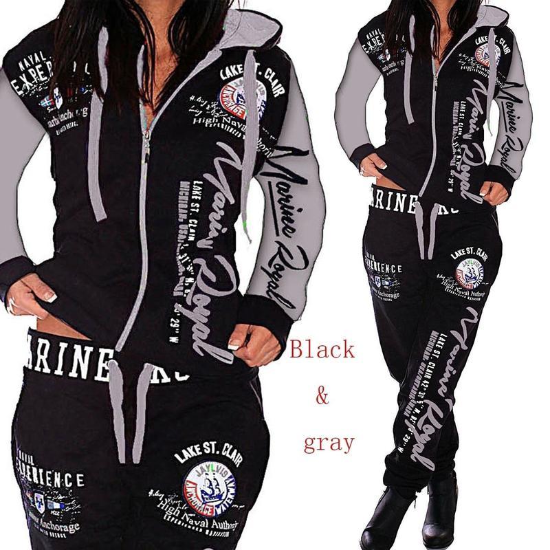 Fashion Women Clothing Women Hooded Tracksuit Printing Fashion Sets Sportswear Athletic Sets