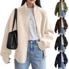 Women's Fashion Casual Solid Color Stand Collar Long Sleeve Cardigan Zipper Knitted Jacket