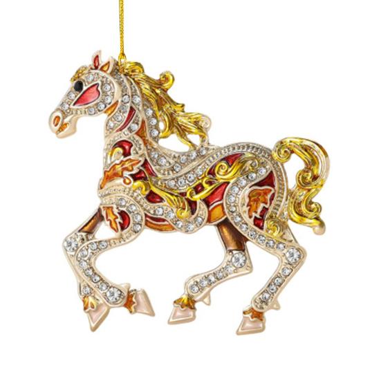 Horse Christmas Ornaments Sparkly Rhinestone Horse Hanging Decoration Acrylic Christmas Tree Ornament for Winter Xmas Party Supplies Holiday Home