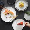 11 Inch Dinner Plate Black and White Ceramic Western Steak Ramen Plate Home Round Fruit Dessert Snack Plate Restaurant Tableware