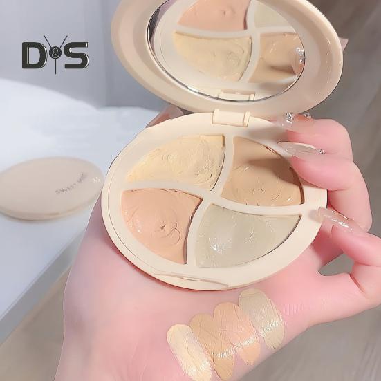 4 Colors Concealer Palette with Mirror Spot Dark Circle Acne Full Coverage Long Lasting Natural Moisturizing Matte Finish Foundation Cream